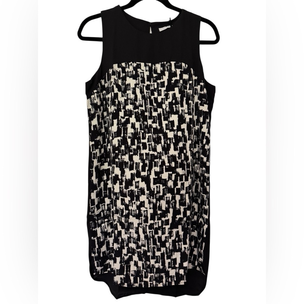 Three Eighty Two Sleeveless Black & White Abstract Print Dress – Size Small